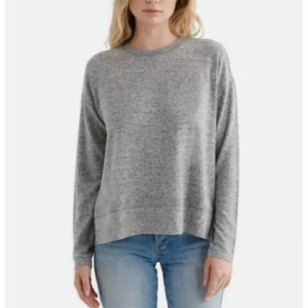 Lucky Brand Sweatshirt Womens Large Gray Heathered Cozy Crew Neck Textured Boxy